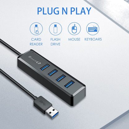 USB Hub 4 Port, USB 3.0 Splitter and Expander with 2Ft Cable for PC