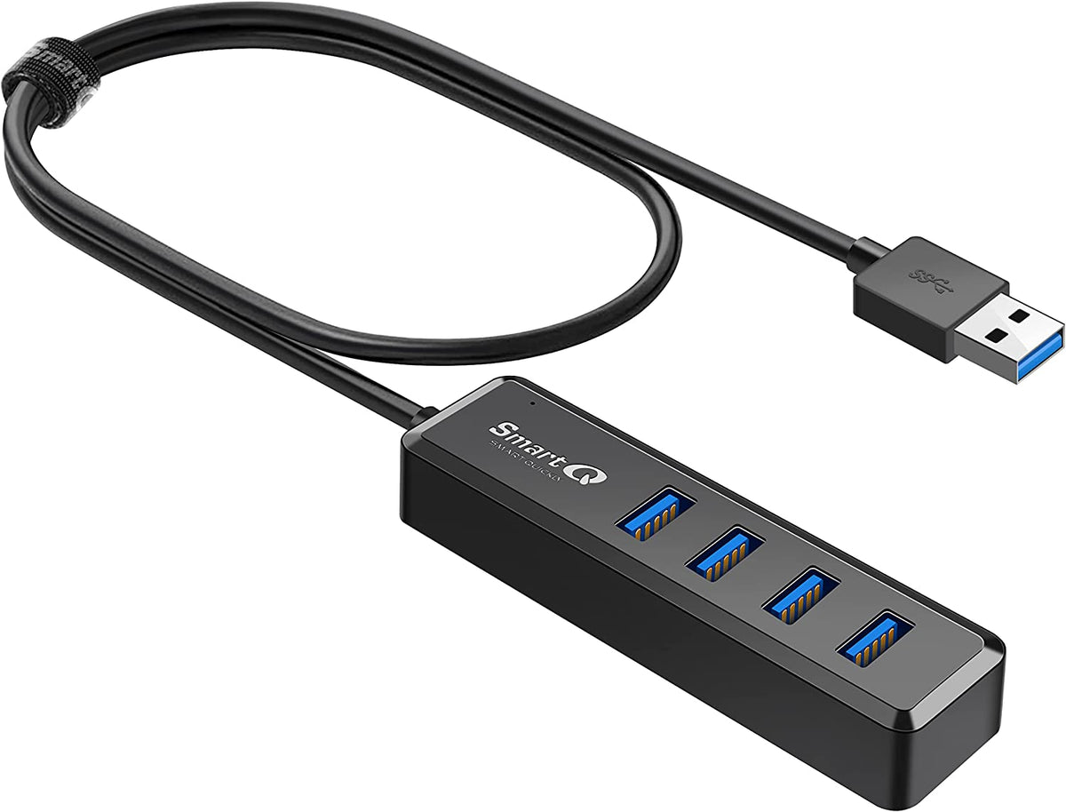 USB Hub 4 Port, USB 3.0 Splitter and Expander with 2Ft Cable for PC
